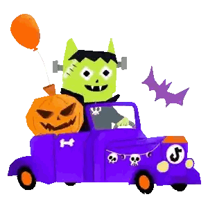 Green Monster Driving Purple Truck Sticker