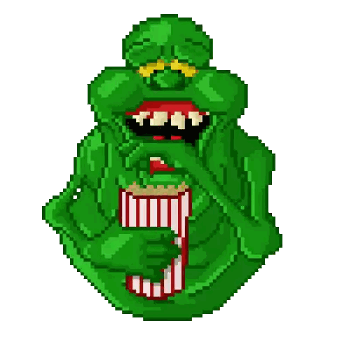 Green Monster Eating Popcorn Sticker