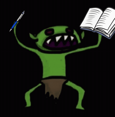 Green Monster Holding Pen And Book GIF