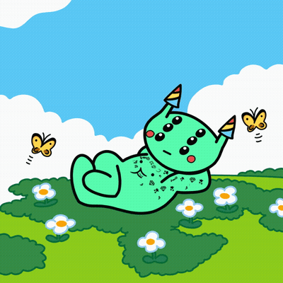 Green Monster Laying In Grass GIF