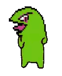 Green Monster Pixel Art With Pink Tongue Sticker