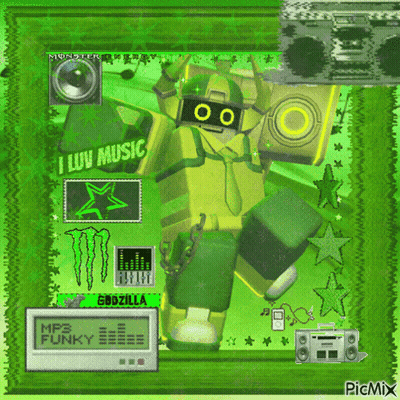 Green Monster Says I Love Music GIF