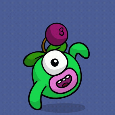 Green Monster With Berry And Number 3 GIF