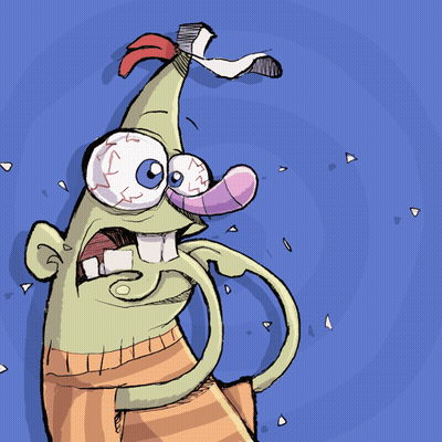 Green Monster With Big Eye And Tongue GIF