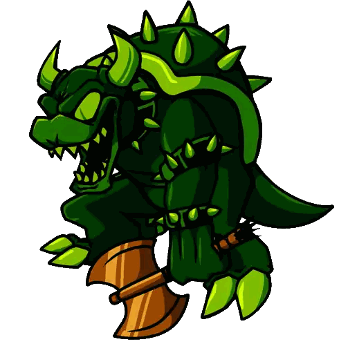 Green Monster With Horns Holding Hammer Sticker