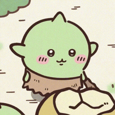 Green Monster With Pink Cheeks and Eyes