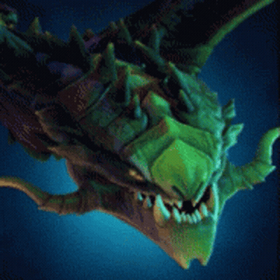 Green Monster With Sharp Teeth Swimming GIF