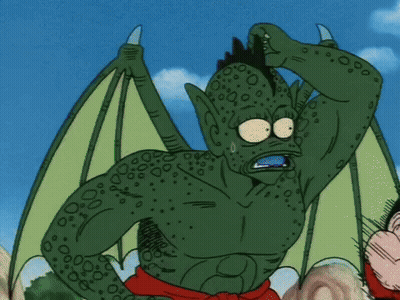 Green Monster With Wings Scratching Head GIF