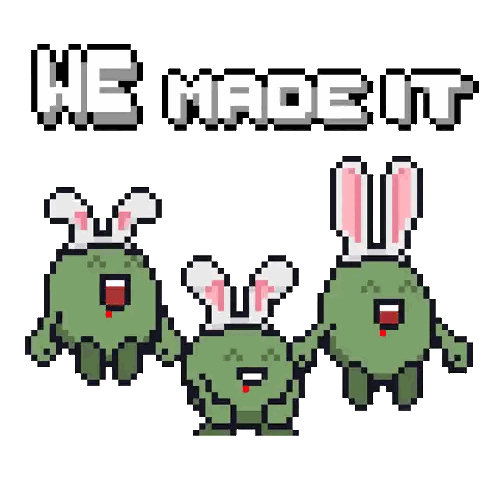 Green Monsters With Bunny Ears Made It Sticker