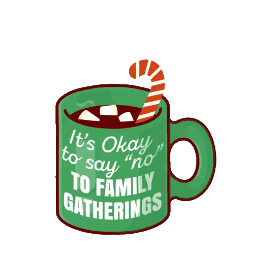 Green Mug Saying No To Family Sticker