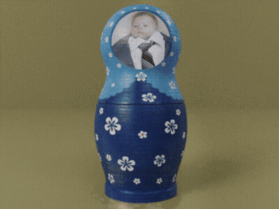 Green Nesting Doll With Man In Suit And Tie GIF