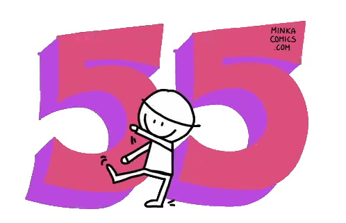 Green Number 55 With Minka Comics Sticker