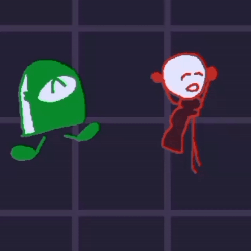Green Object And Stick Figure Drawing GIF
