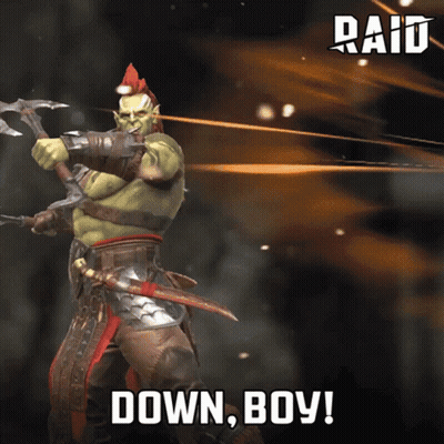 Green Orc Holding Sword And Axe Raid Advertisement GIF