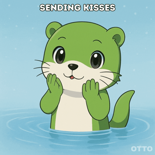 Green Otter Sending Kisses GIF