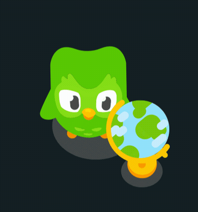 Green Owl Holding Globe GIF