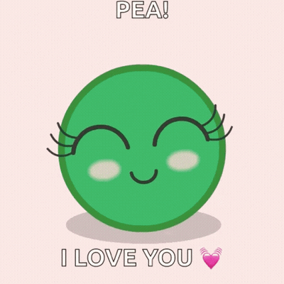Green Pea Face Saying Pea I Love You GIF