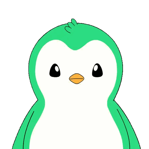 Green Penguin Covering Face Sticker