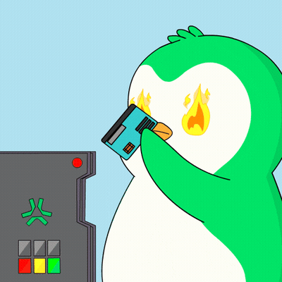 Green Penguin Holding Credit Card GIF