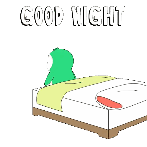 Green Penguin Jumping On Bed Good Night Sticker