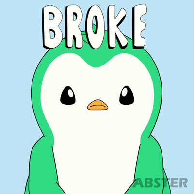 Green Penguin Saying Broke GIF