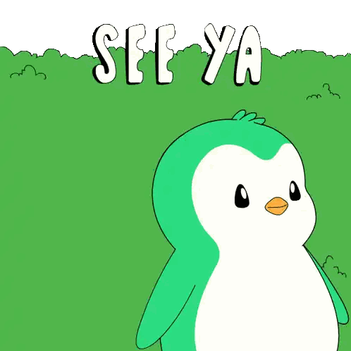 Green Penguin Saying See Ya Sticker