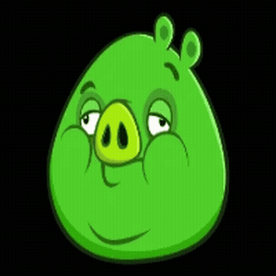 Green Pig With Pink Nose On Black Background GIF