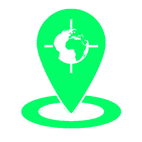 Green Pin With Globe In Crosshair Sticker