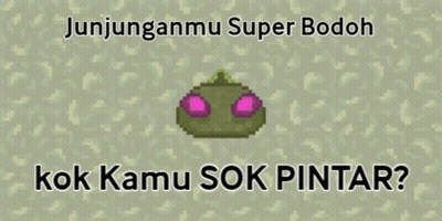 Green Pixel Art Object Saying Kok Kamu Sok Pintar GIF