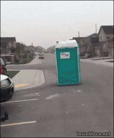 Green Portable Toilet On Roadside GIF