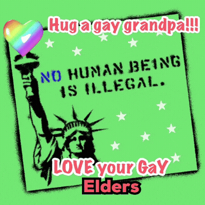 Green Poster Statue Of Liberty Hug A Gay Grandpa GIF
