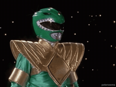 Green Power Ranger Glowing Chest In Dark GIF