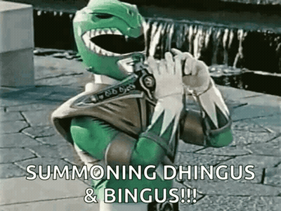Green Power Ranger Holding Sword Summoning Dhingus And Bingus GIF