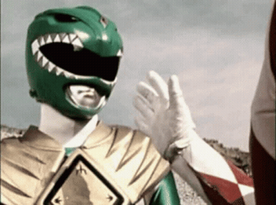 Green Power Ranger Waving At Another Power Ranger GIF