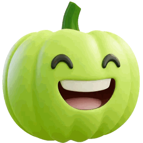 Green Pumpkin With Smiling Face Sticker