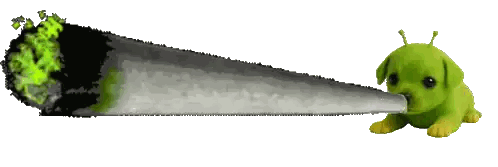 Green Puppy Biting Giant Joint Sticker