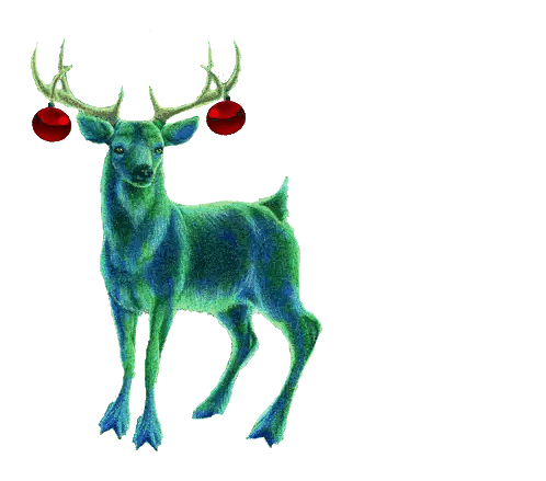Green Reindeer With Red Antler Balls Sticker