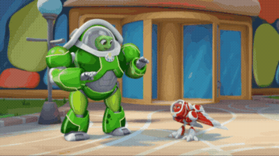 Green Robot And Red Robot GIF