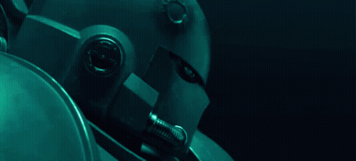 Green Robot Head With Hose GIF