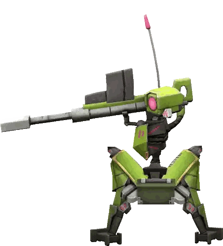 Green Robot Holding Gun RS Sticker