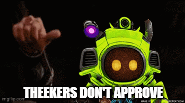 Green Robot With Purple Eyes Theekers Don T Approve