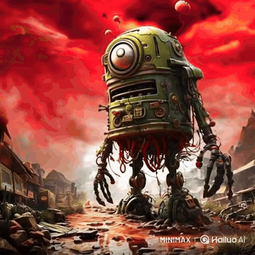 Green Robot With Red Sky Titled Minimax