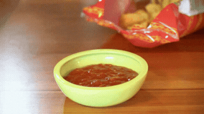 Green Salsa Bowl Next To Chips GIF