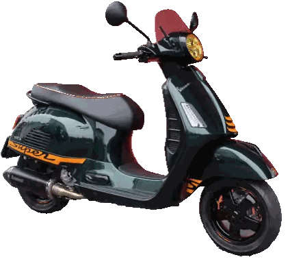 Green Scooter With Super Sticker