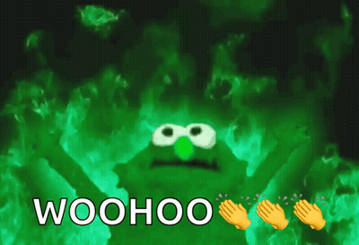Green Sesame Street Character Saying Woohoo GIF
