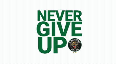 Green Sign Saying Never Give Up With Tiger GIF