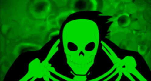 Green Skeleton With Skull GIF