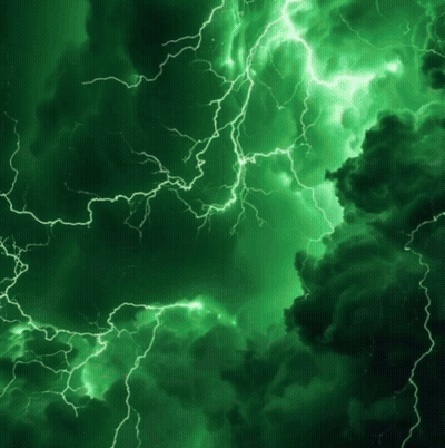 Green Sky Lightning Strike Dark Clouds GIF