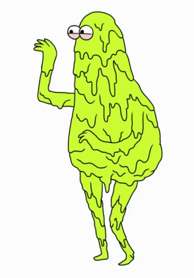 Green Slime Monster With Big Eyes GIF