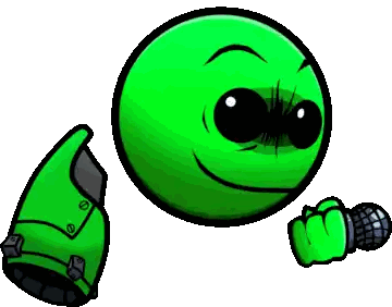 Green Smiley Holding Microphone And Glove Sticker